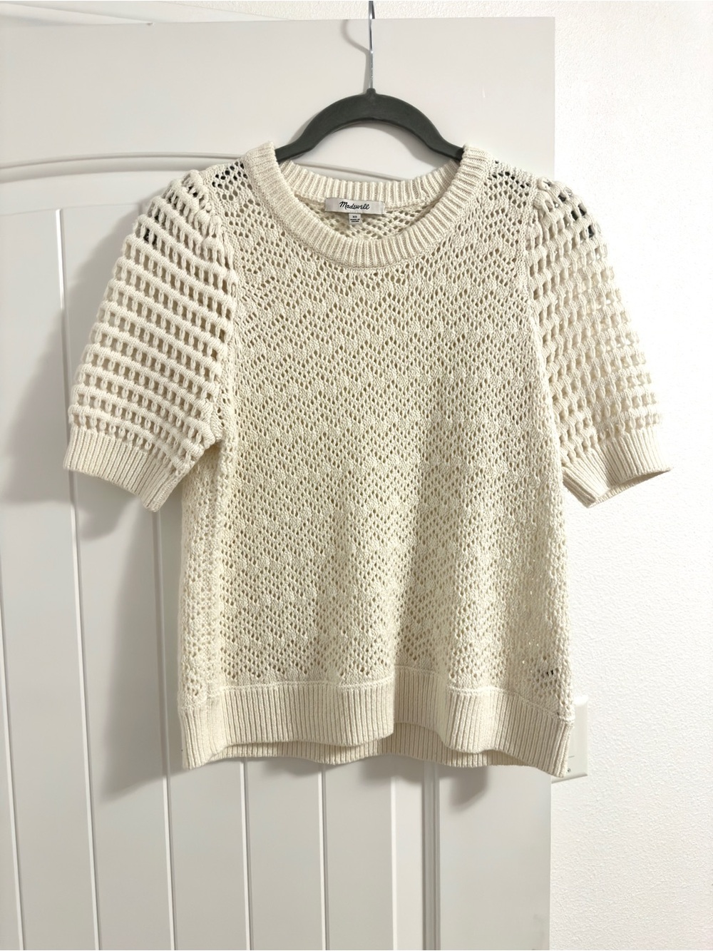 Madewell XS Cream Short Sleeve Knit Sweater